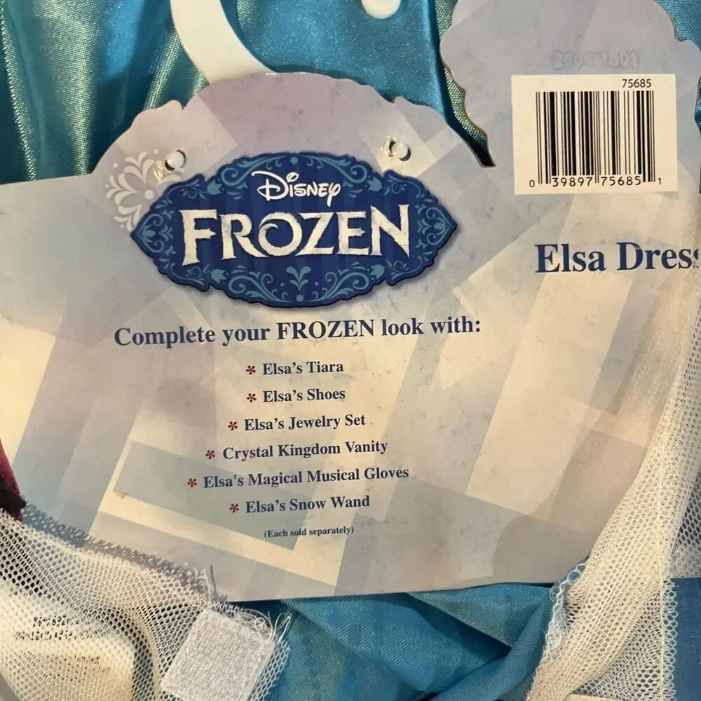 Disney Frozen Elsa Dress size S 4/6X Pretend Play Costume NEW - Picture 8 of 8